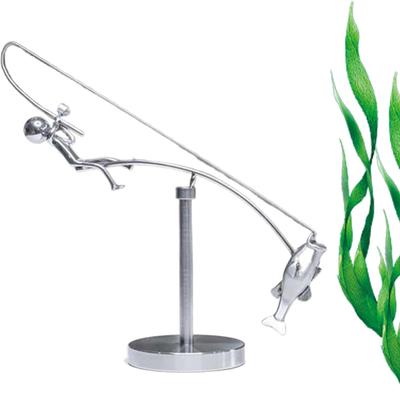 Rybářská balanční socha, Kinetická rybářská socha, Umění rovnováhy pro váš prostor, Rybář a okoun Pohyb Kinetické umění Balanční dekorace (A-1P