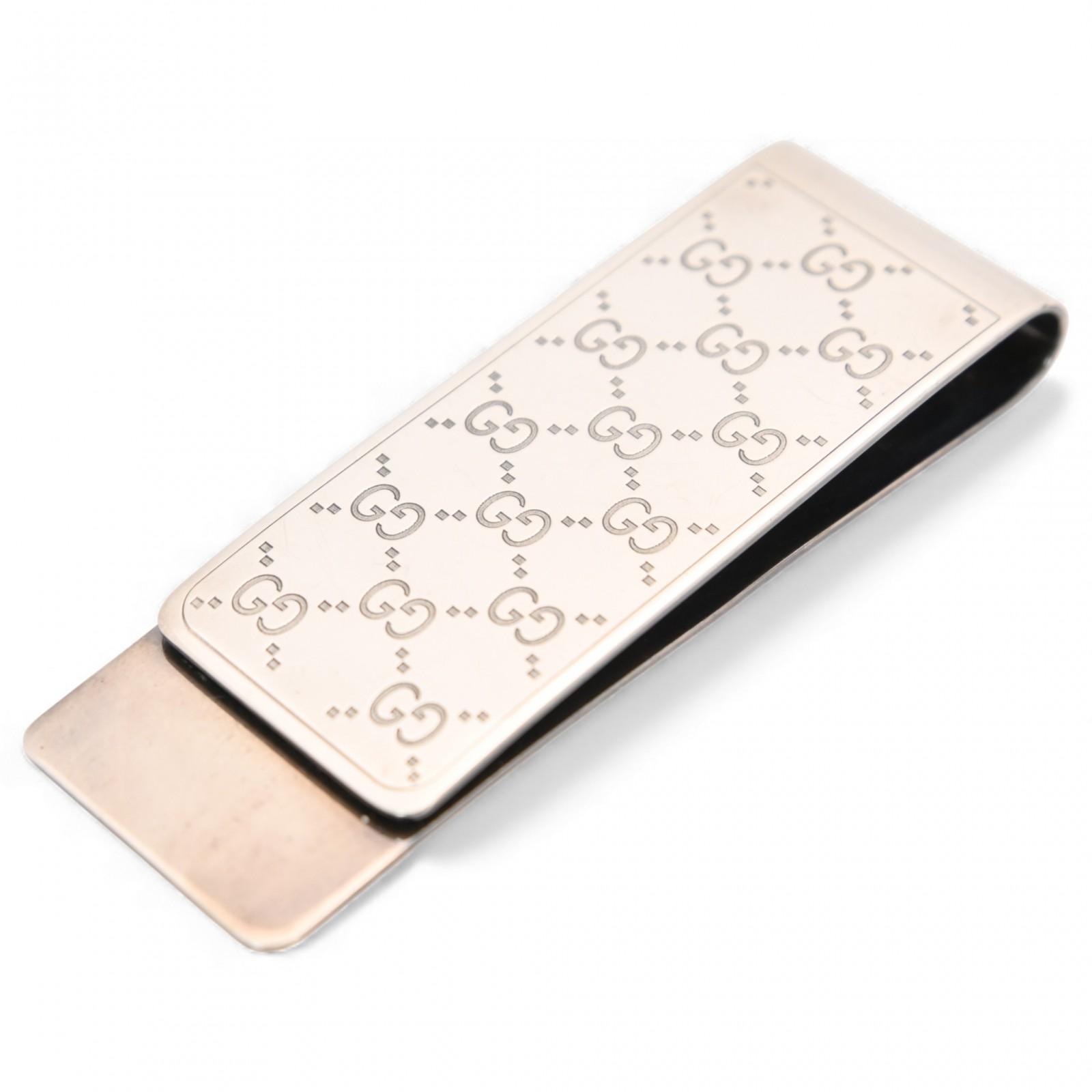 

Подлинный зажим для денег GUCCI с узором GG, серебристый gu5203yu