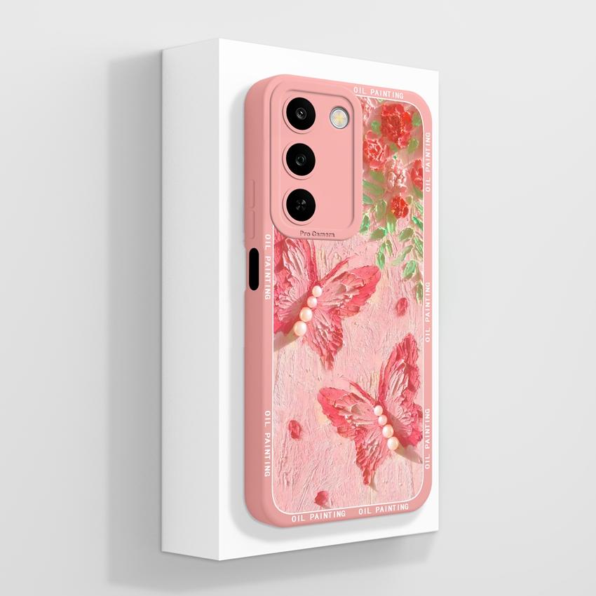 For Realme C100 5G Phone Case Sweet Butterfly Patterns Camera Coverage Funda For OPPO Realme C 100 6.8inches Soft Silicone Shell