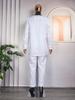 African Men's Traditional Three-Piece Set: Embroidered Robe, Pants, and Matte Cloth