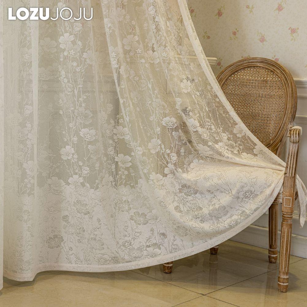 1 ks LOZUJOJU Jednoduchý moderní tylový žakárový dutý poloprůhledný průsvitný závěs do obývacího pokoje, ložnice, na balkonové okno, domácí dekorace