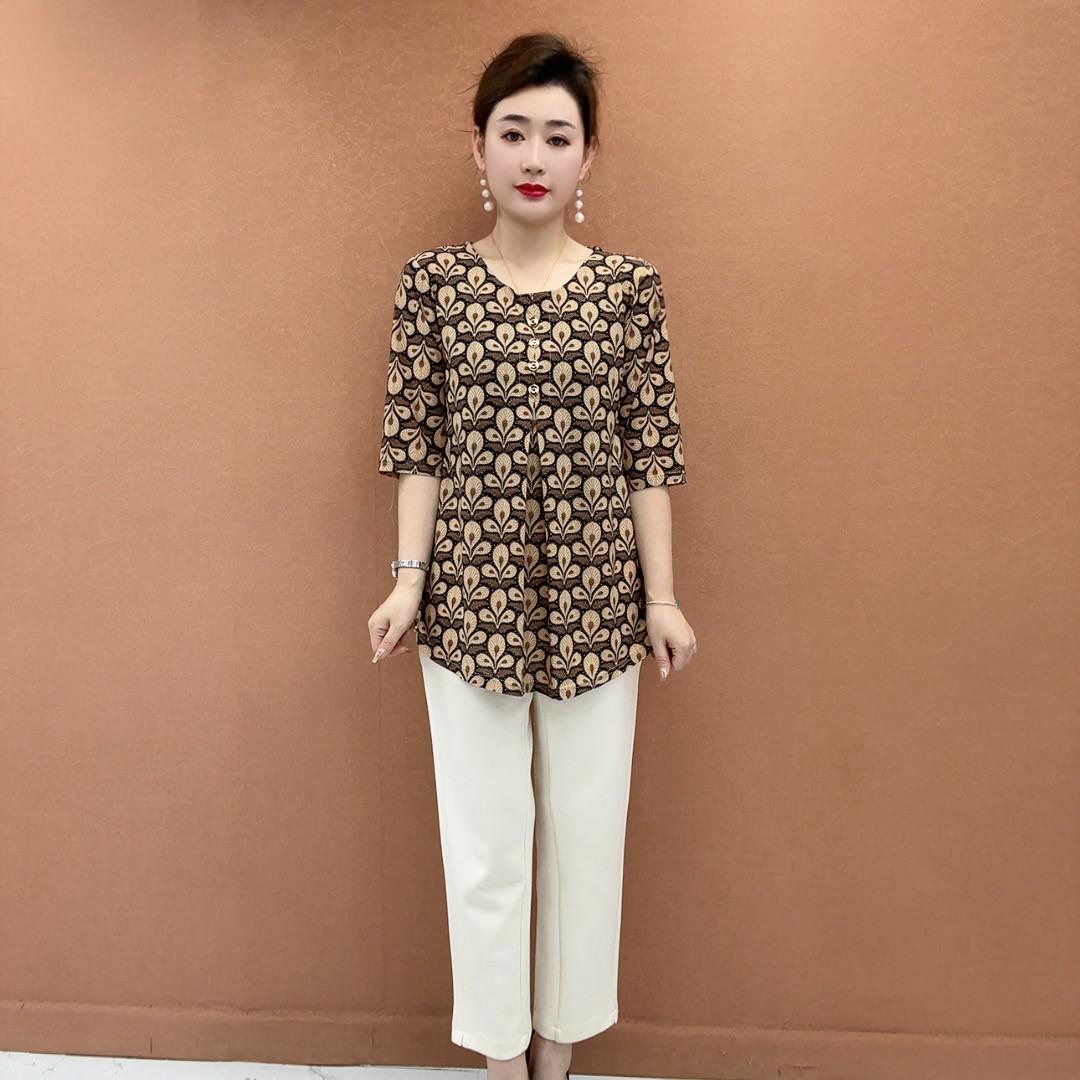 2026 Spring/Autumn Elegant Age-Reducing Top for Middle-Aged & Elderly Women 2XL