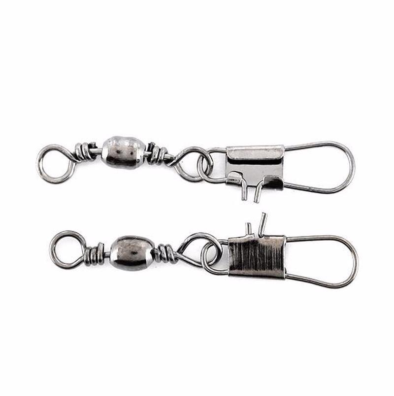 20Pcs Fishing Line Connector Solid Fishing Barrel Swivel Rings Interlock Snap Fishhooks Accessories