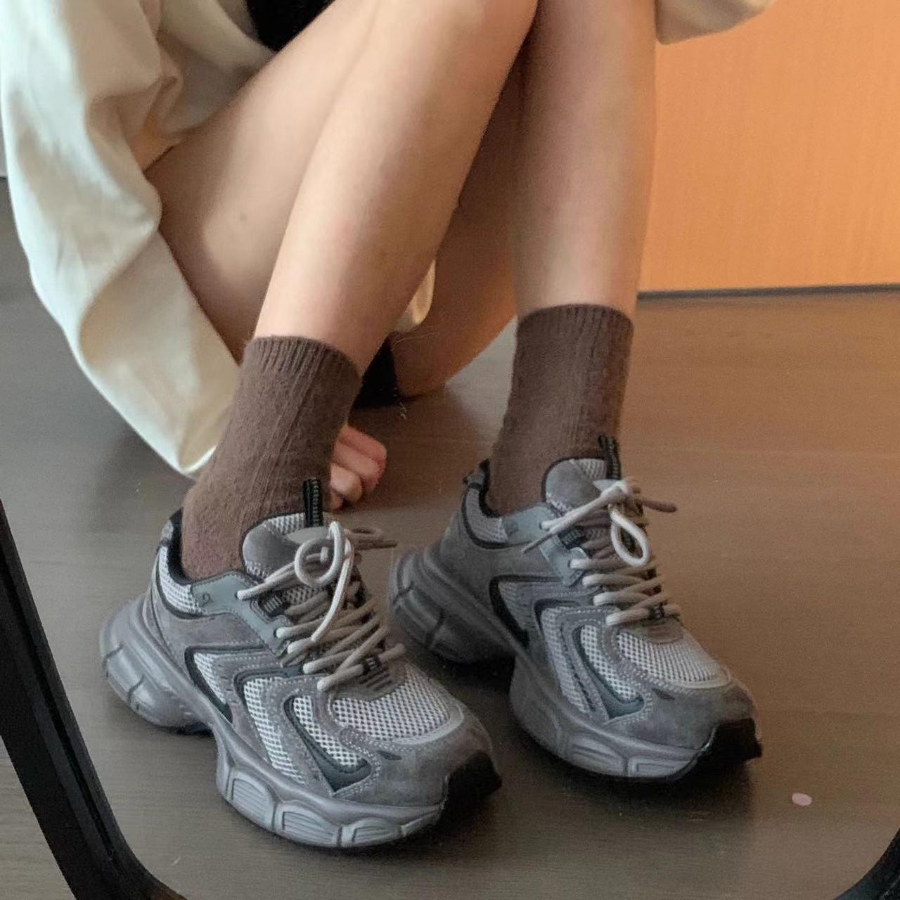 

Ретро-туфли для папы, женская весенне-осенняя новинка, модная универсальная повседневная дышащая спортивная обувь для студентов на толстой подошве 38 серый