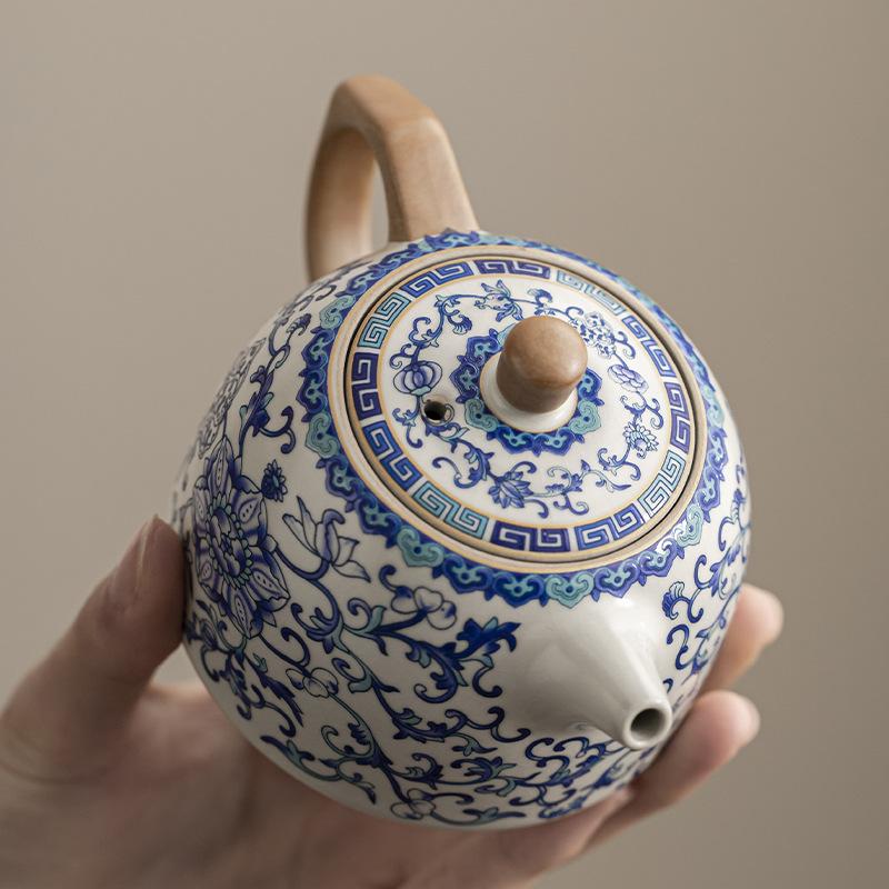 Wysokiej jakości czajniczek Ru kiln z gałęzią lotosu w stylu antycznym do parzenia herbaty Domowy ceramiczny zestaw do herbaty Kung Fu Pojedynczy czajniczek z otwartym ustnikiem luksusowa duża pojemność