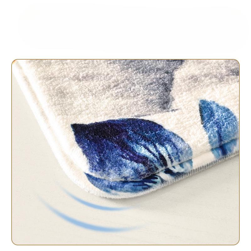 Flower Language Print Sponge Bathroom Thickening Mat Bath Non-slip Carpets In Wash Basin Bathtub  Floor Rug Shower Room Doormat Memory Foam 3D Pad