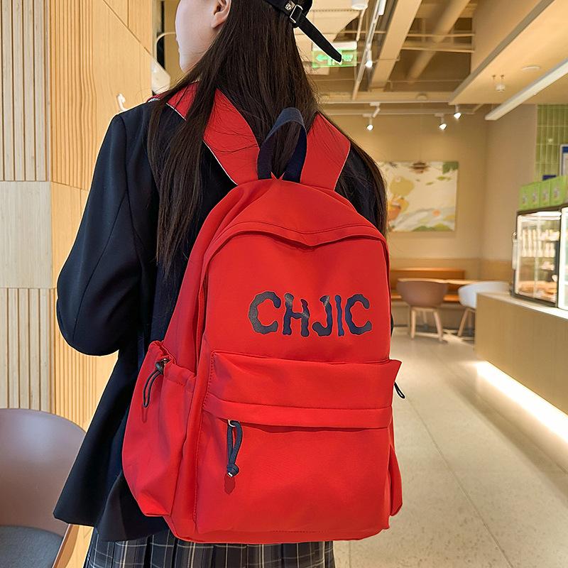 Backpack New trendy casual travel bag Large capacity high value backpack Junior high school student schoolbag красный