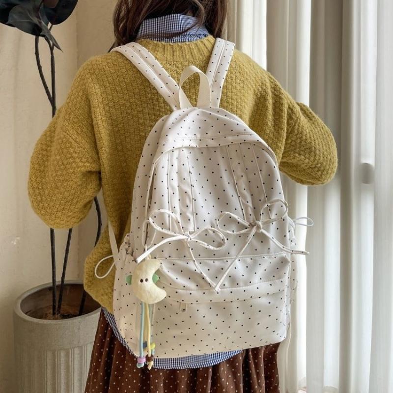 Mochila de Lunares Estilo Girly Para Mujer Gran Capacidad Ligera Mochila Escolar para Estudiantes Mochila Linda