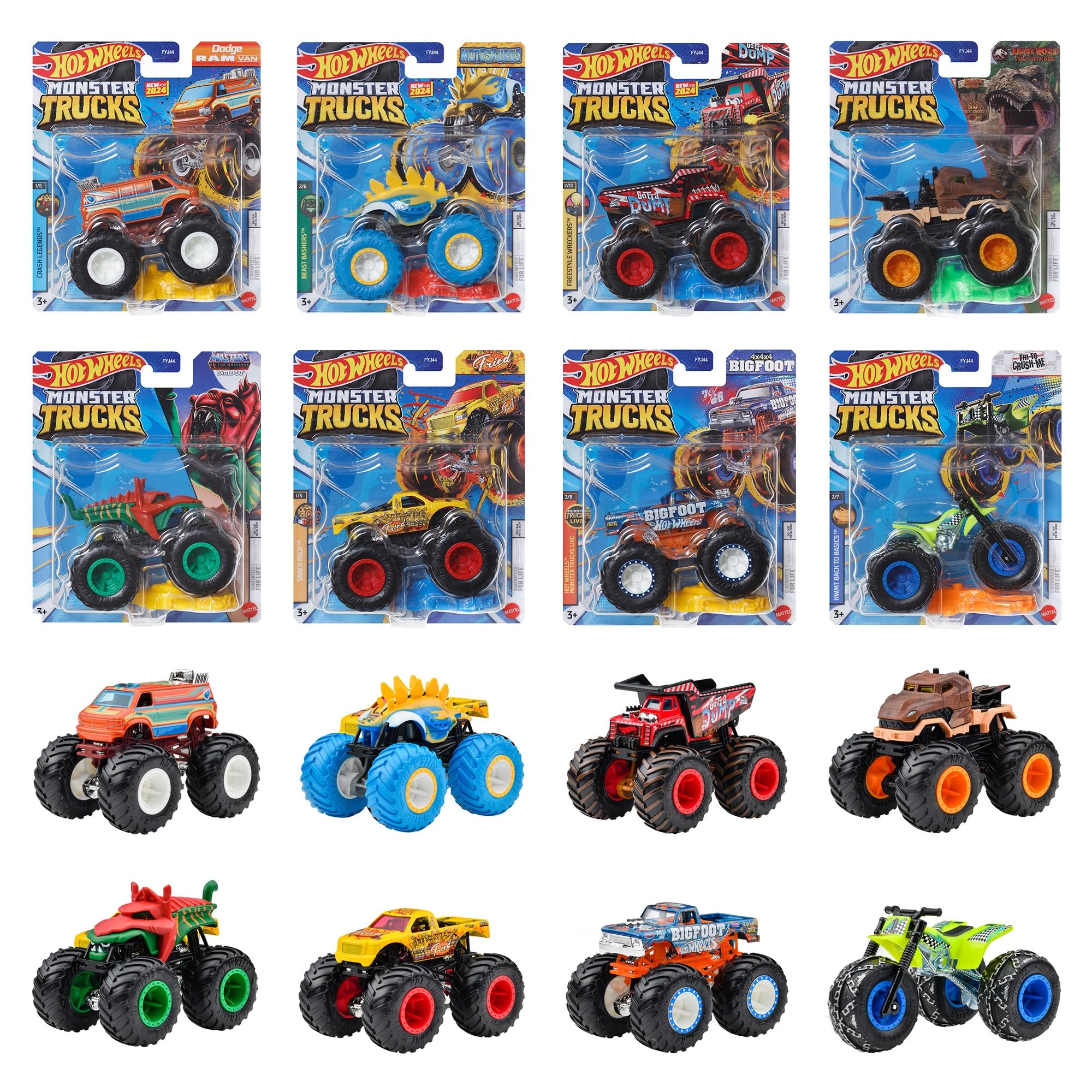 

Hot Wheels Monster Truck Assortment в коробке, содержащей 8 лет и 164 [Проданные мини-автомобили] [3 шт.] 984B-FJY44