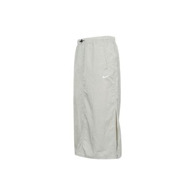 Solid Color Logo Print Side Split Woven High Waist Midi Casual Skirt Women Skirts Gray DM6250-012
