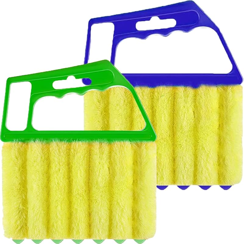 2 Pcs Blind Cleaner - Washable Window Blind Cleaner Duster Tool, Hand-Held Blind Duster For Wood Dlinds Mini Duster Brush Blind Dust Cleaner Venetian Blue、green