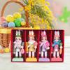 4 Pieces Easter Bunny Nutcracker 10cm Cute Little Rabbit Pendant Decorative Wooden Easter Rabbit Tabletop Ornaments