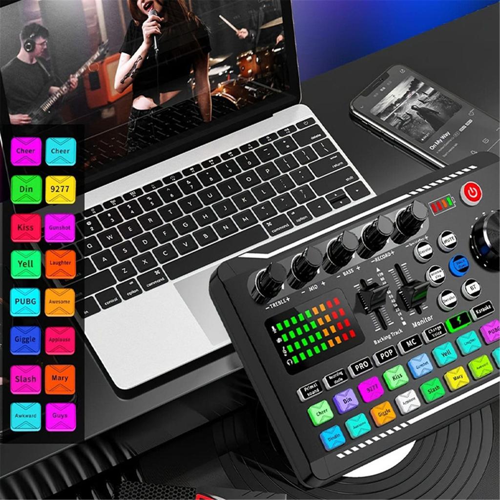 F998 Professional Mixer Live Streaming Equipment Podcast Equipment 3 4 Mobile Phones For Simultaneous Live Streaming One Click Noise Reduction Used F