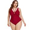 Plus Size Women's Solid Color Shirred Tummy-Control One-Piece Swimsuit