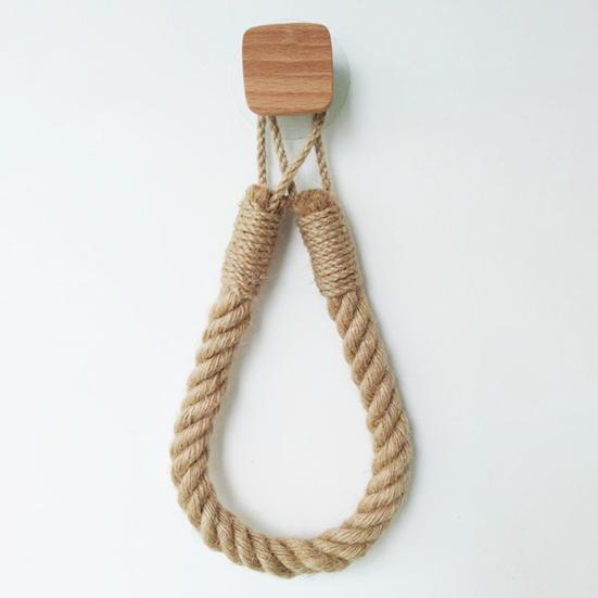 Tissue Roll Holder Rustic Design No Drilling Required Simple Installation Jute Rope Roll Holder Paper Organizer