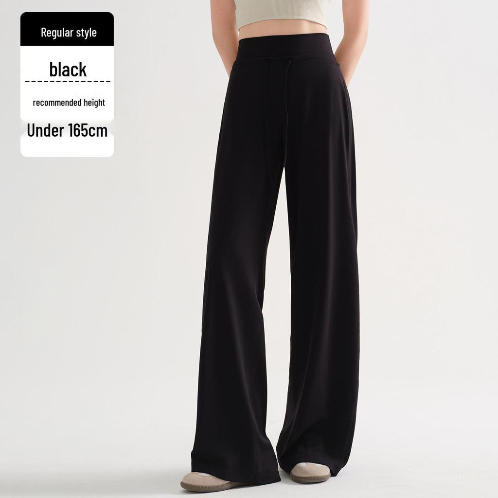 Plus Size Women's Extra Long High Waist Fleece Yoga Pants, Tall Fit, Loose Straight Leg, Casual Wide Leg, Winter Sportswear.
