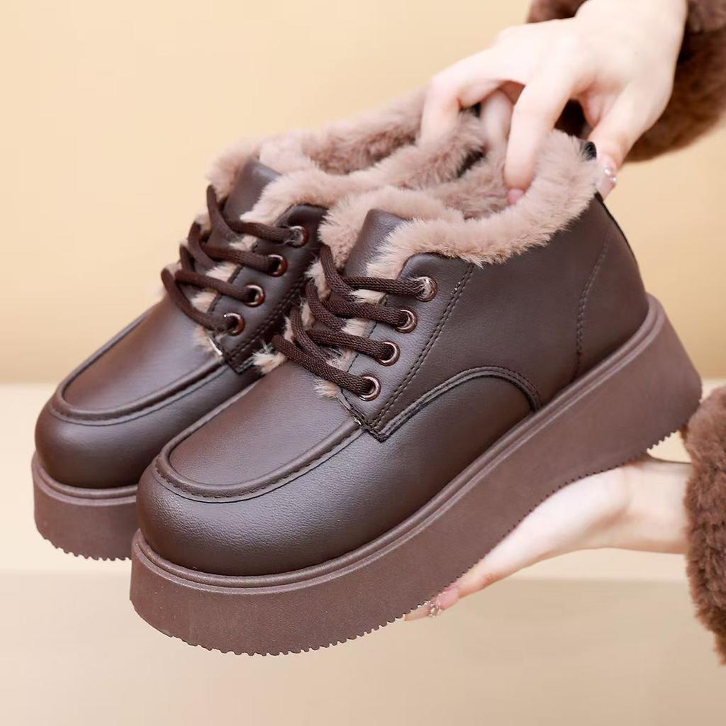 Thick-soled heightening women's winter velvet warm soft-soled lightweight and versatile women's shoes
