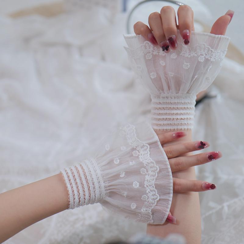 Perfect Match Multilayer Ruffle Lace False Sleeves Wrist Cuff Detachable Super Fairy Elastic Hand Cuffs Sweater Decorative Flared Sleeves