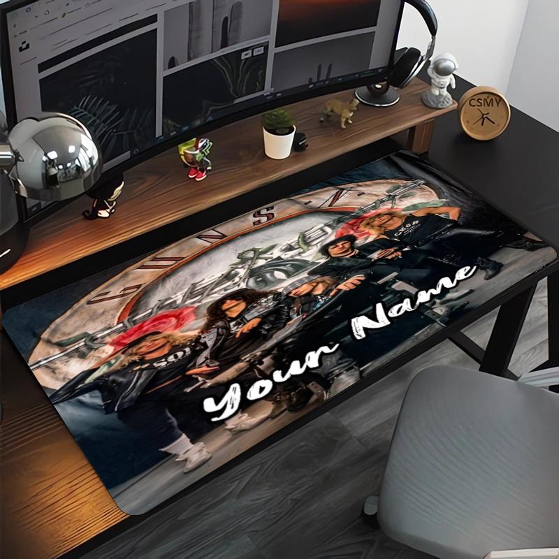 Custom Name Guns N Roses Theme Mouse Pad, Non Slip Rubber Base, Multifunctional Office & Home Decor, Perfect for Workspace Personalization.