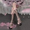 Persönlichkeits Schleife Lolita Wadenstrümpfe Kawaii Punktmuster Kristallstrümpfe Transparente Rüschen Kniehohe Socken Cosplay