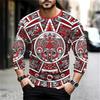 2026 Mexico Aztec Graphic T Shirts For Men Vintage 3d Printed Long Sleeve Tees Street Hip Hop Oversized T-Shirt Male Clothing