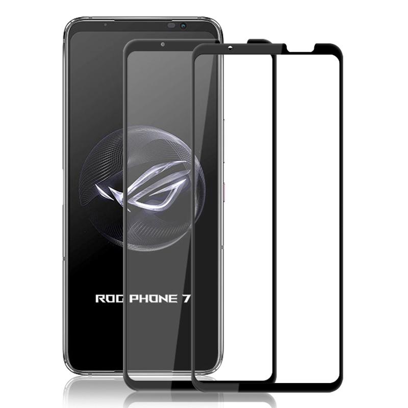 

AMORUS 2 шт. Захисна плівка для екрана для Asus ROG Phone 7 5G, Повністю клейке загартоване скло з шовкографією, HD прозора плівка Black