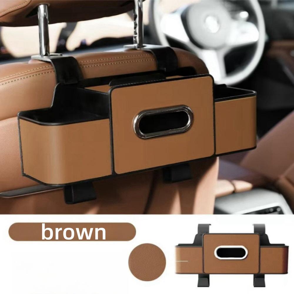 **Multifunctional Car Seat Back Organizer with Tissue Box and Cup Holder Hooks**