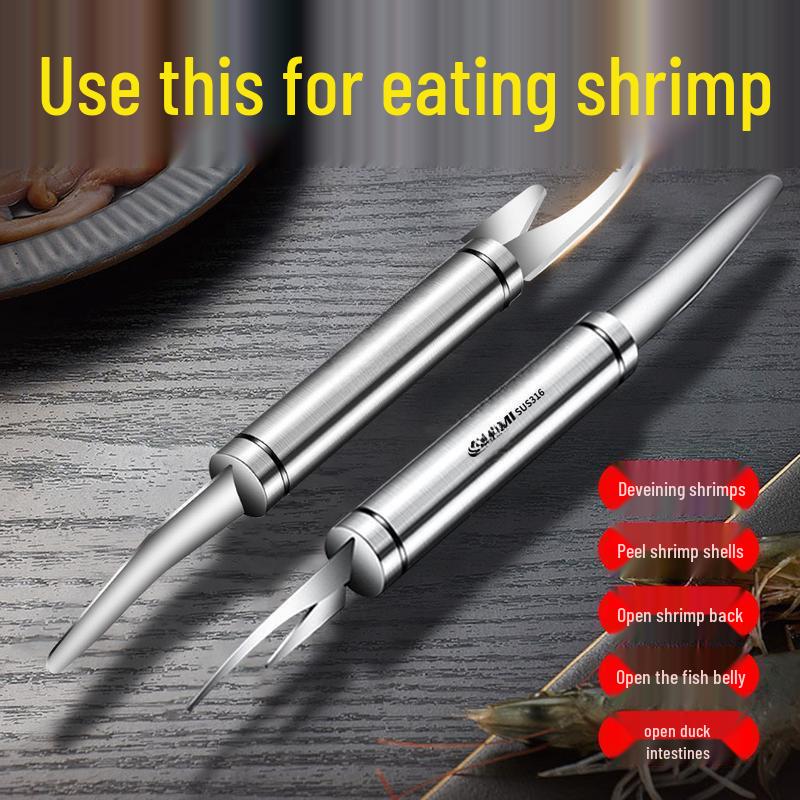 Stainless Steel Shrimp Line & Shell Peeler – 2-in-1 Back Opener & Remover Knife for Home Use