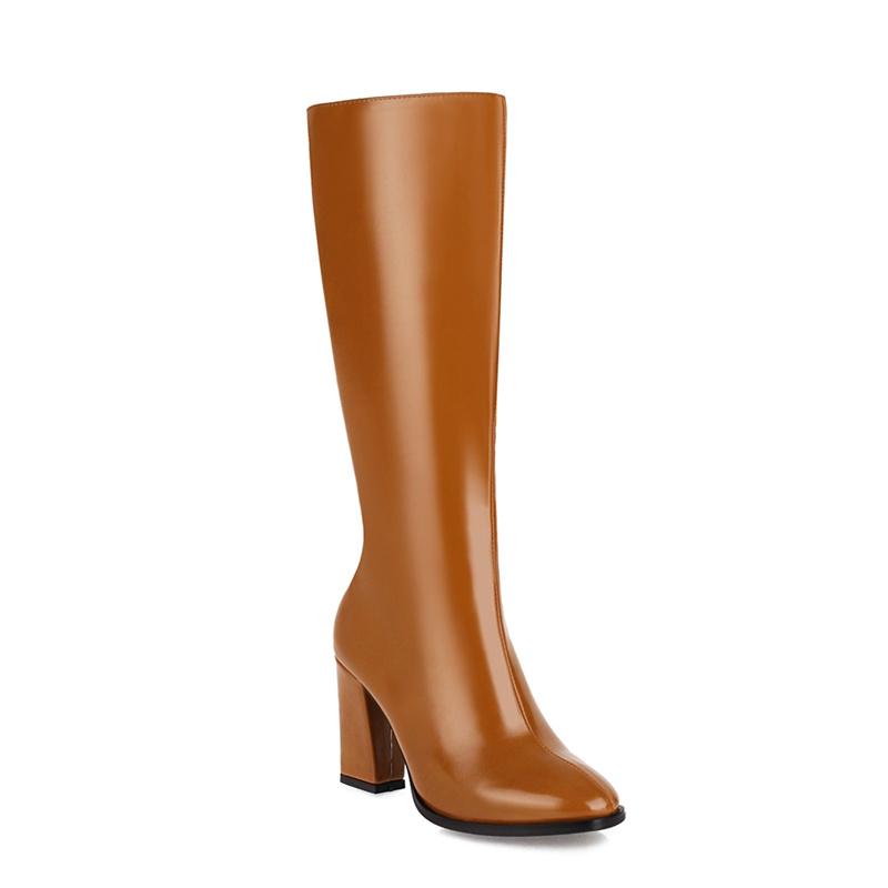 Zipper Knee High Boots Women Elegant Casual Heels Women's High Boot Green White Black Long Shoes Lady Big Size 45 Waterproof