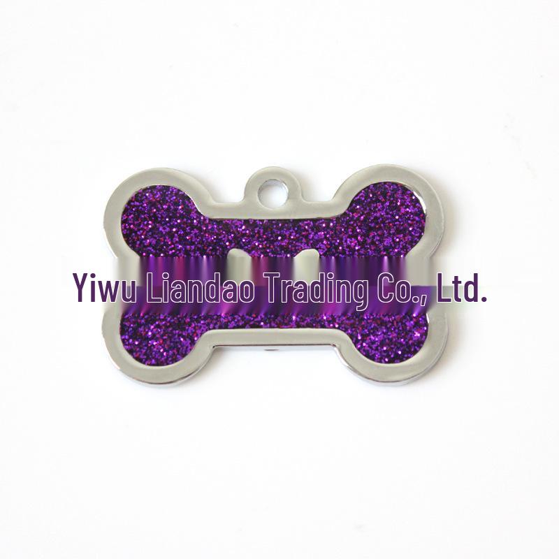 HC535 10-Color Glitter Dog Bone Metal Pet Tag Pendant