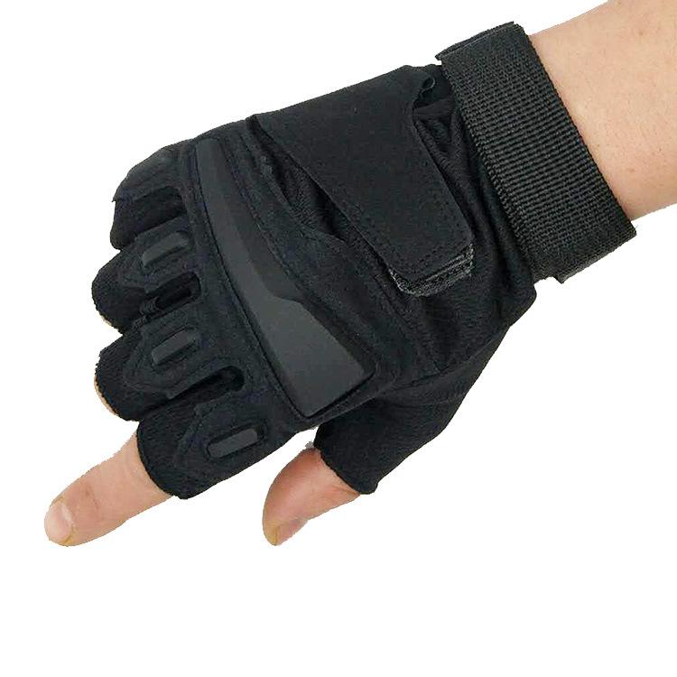 Customized Logo Leather Lightweight Unisex Winter Half Finger Pull-On Bike Gloves Daily Use-Tactical Protection