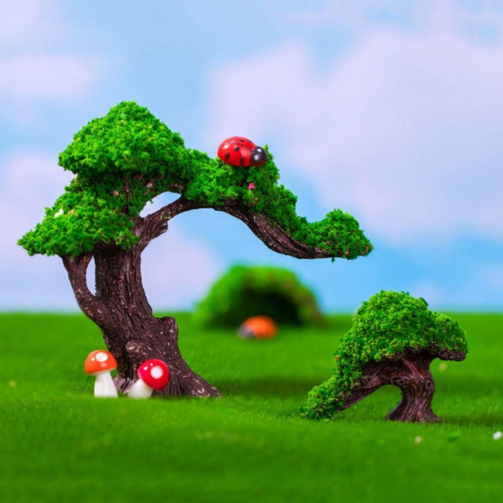 15 Styles Simulation Mini Flower Tree Miniature Figurine Fairy Garden Moss Micro Landscape Decoration Ornament Resin Crafts