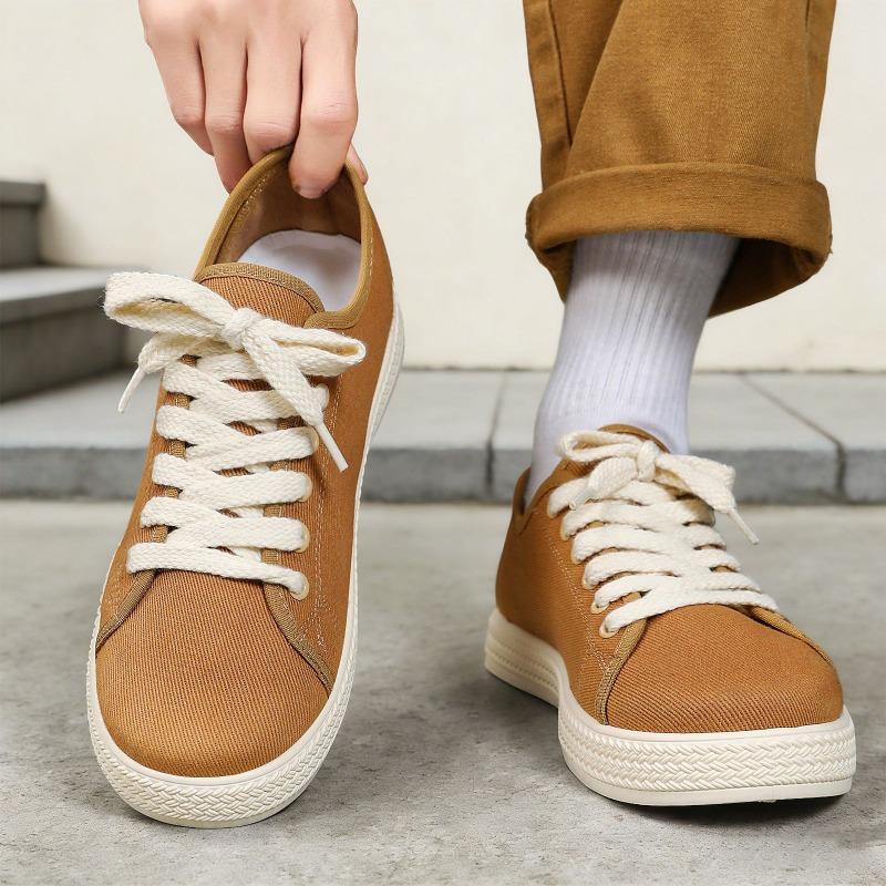 2026 Summer Men's Black Fabric Sneakers Thick-Sole Men Casual Boards Shoes Breathable Lightweight Student Fashion Flats Trainers