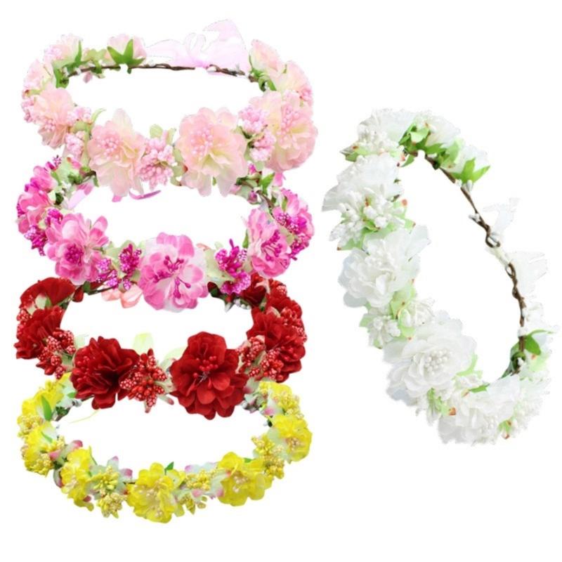 Flower Wreath Headbands Flower Crown Bride Hairband Fashionable Hair Accessories for Holiday Festivals and Parties