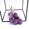 Cute Creative Grape Fruit Lace Bow Fur Ball Plush Doll Toy Keychain Pendant Bag Hanging Backpack Charm Car Keyring New Year Gift