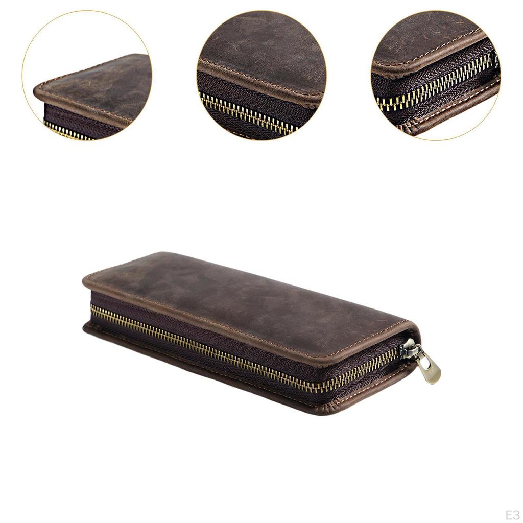 Pencil Case Pen Bag PU Leather School Supplies Smooth Zipper Marker Holder Stationery Organizer