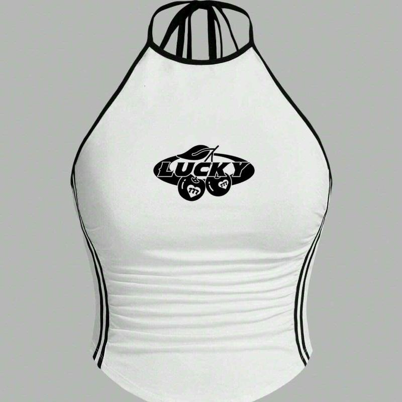 European and American Summer Simple Y2K Sexy Hanging Neck Strap Small Tank Top