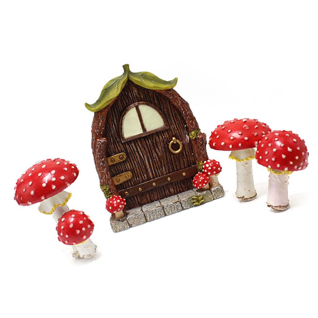 Fenster- und Türbaumdekoration Leuchtet im Dunkeln Harz Pilz Gartendekoration Feentür und Fenster für Baum