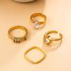 Elegant Titanium Steel 18K Gold Plated Index Ring with Diamonds