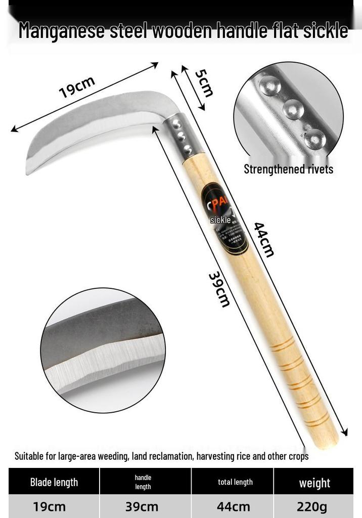 Manganese Steel Multi-Functional Sickle: Grass, Weed, Wood, and Corn Harvesting Tool