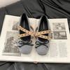 Retro cross metal buckle bar shoes, rare shoes, women's summer fashion versatile design sense, inner height increase with skirt shoes