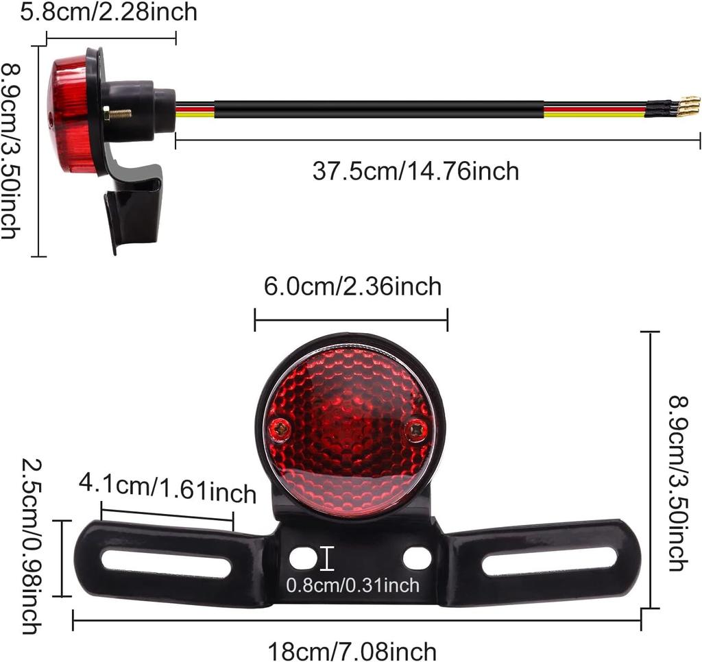 Biqing Fahrradrücklicht Rundes Motorrad-Rücklicht, Fahrrad