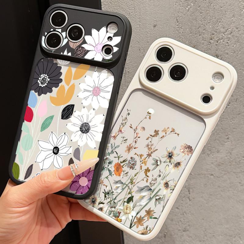 Colorful Flower Pattern Case For iPhone 17 Pro Max For iPhone 16 15 14 13 Pro Max Luxury Hybrid TPU+PC Clear Back Hard Cover