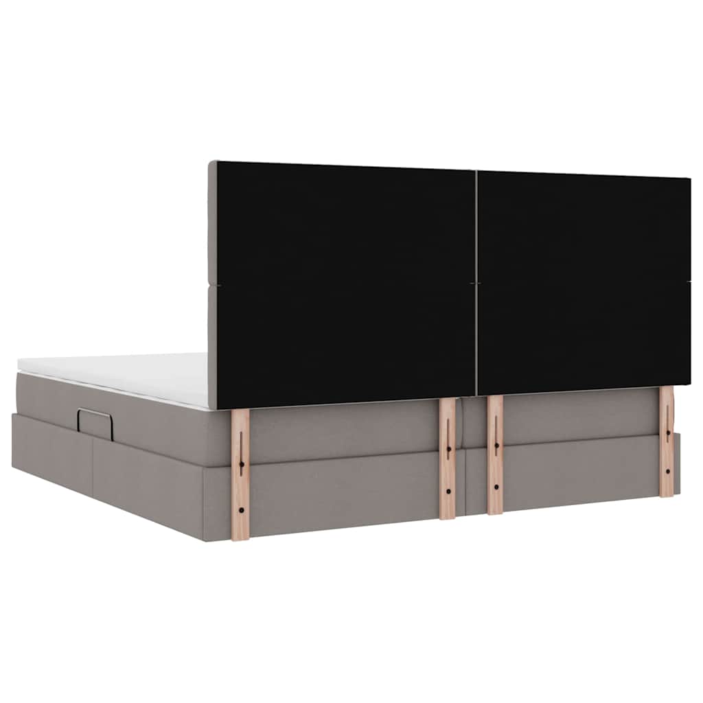 LED Storage Bed with Mattress Taupe 200 x 200 cm Fabric