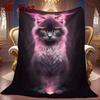 Charming Pink Cat 2D Flat Pattern Flannel Blanket High Quality All Seasons Warmth and Comfort Perfect for Christmas Gifts.