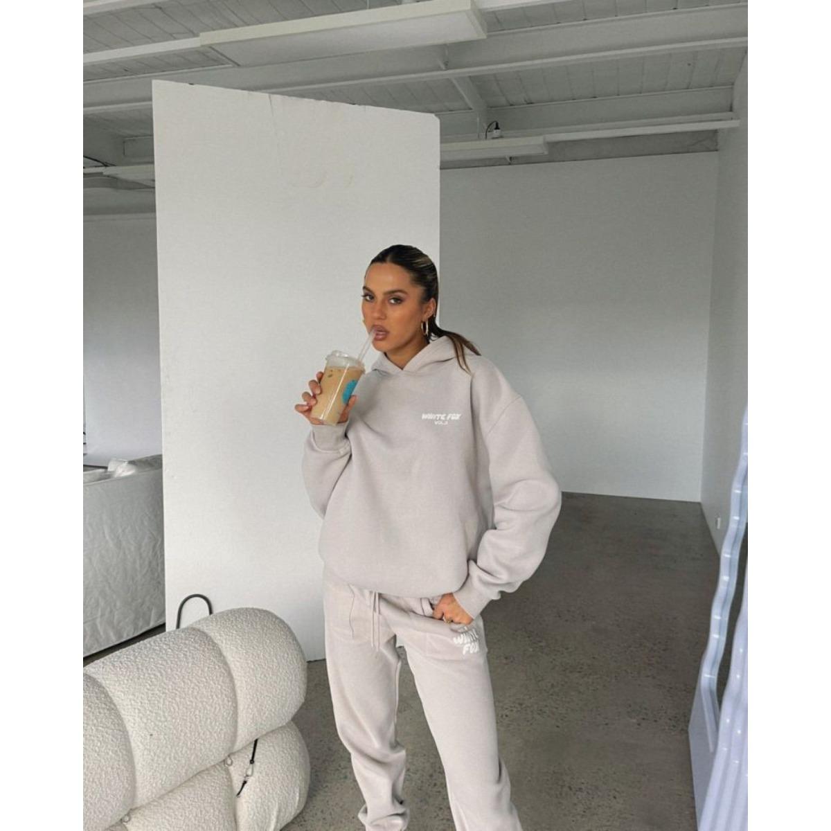 

RogueWave Жіночий спортивний костюм з капюшоном, двокомпонентний набір: Худі з довгим рукавом на флісі та штани-джоггери з принтом, Набори для весни та осені XXXL