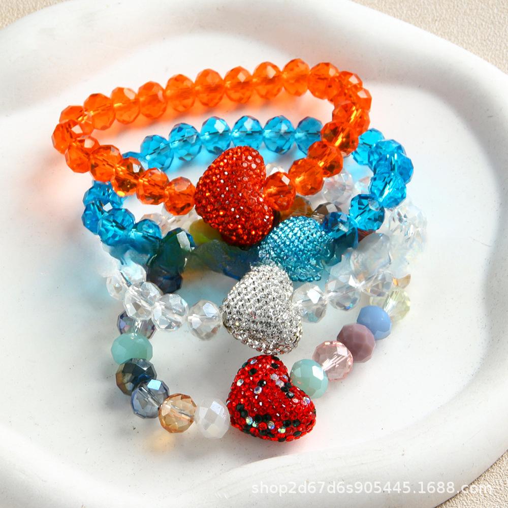

New Cute and Simple Beaded Elastic Bracelet, Love Charm Bracelet