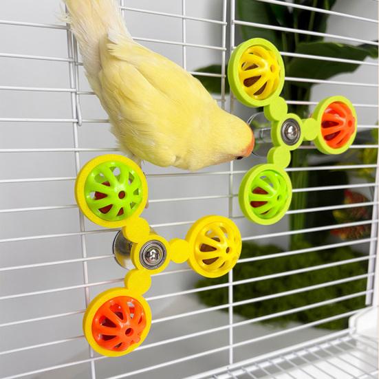 Birds Spinner Rattle Toy Interactive Spinner Parrot Toy Wheel Chewing Exercise Cockatiel Birdcage Enrichment Toy