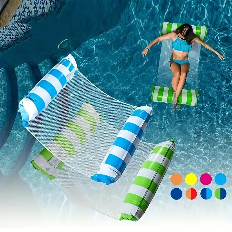 Foldable Water Hammock Summer Inflatable Floating Striped For Adult Swimming Mattress Sea Swim Ring Party Sunbathing Mattress