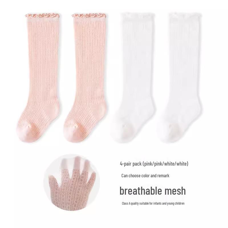 Kids' Candy Color Over-the-Knee Socks - Spring/Summer Breathable Mesh, Combed Cotton Long Socks